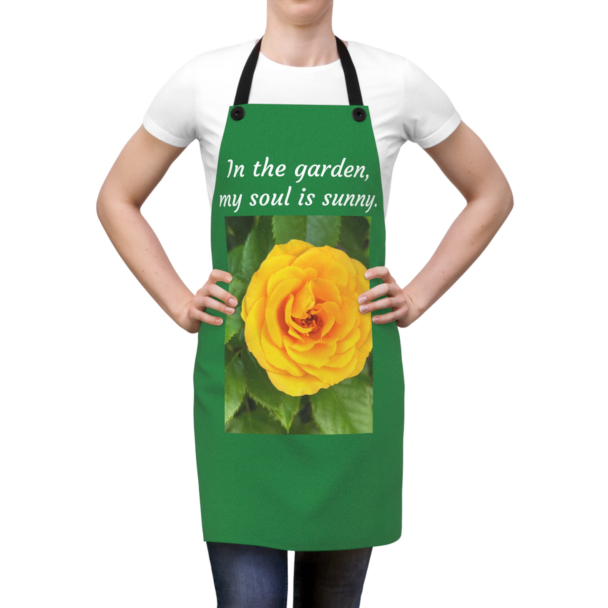 "Sunny Soul" Gardening Apron - Lightweight, Durable Poly Twill with Inspirational Quote - Image 3